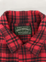 ラルフローレン RalphLauren POLO COUNTRY 90s FLANNEL SHIRT フランネル シャツ ネルシャツ フラップポケット ハミルトン社 開襟 長袖 赤 長袖シャツ チェック レッド Mサイズ 104MT-2269