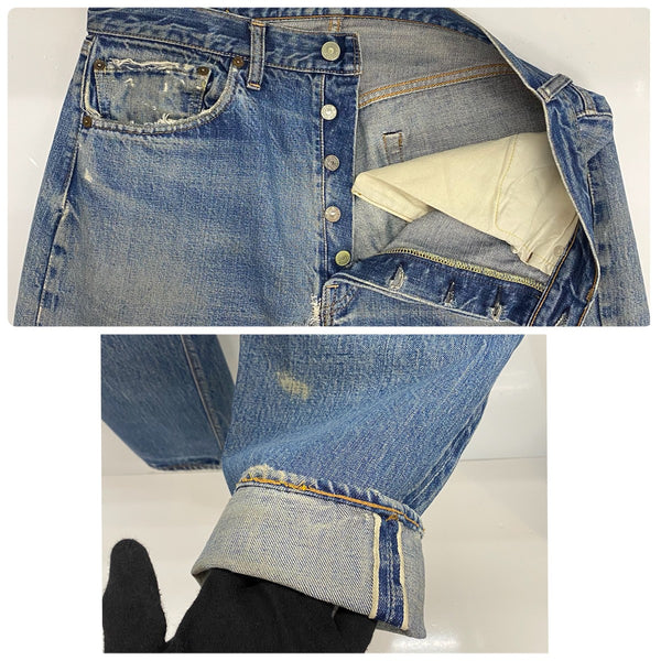 【曜日割引対象外】 ヴィンテージ vintage 70's リーバイス Levi's 501 BIG E 紙パッチ ボタン裏6 デニム ブルー W33サイズ 201MB-857 VB
