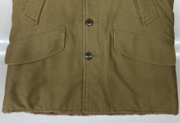 ゲルガ GERUGA SHAWL COLLAR FUR COAT ショール カラー ファー コート デッキジャケット ジップアップ 裏ボア アウター 緑 GR-J-44 サイズ 4 ジャケット 無地 カーキ 104MT-1811