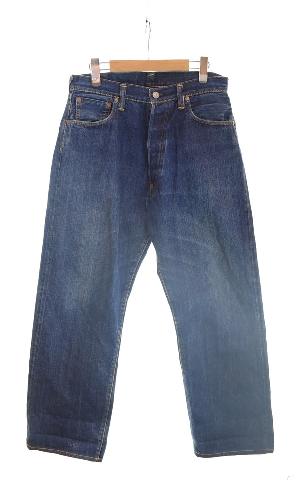 エヴィス EVISU Lot 2001 NO.2 KAMOME ホワイトカモメ プリント デニム パンツ デニム ネイビー 34/35 103MB-670