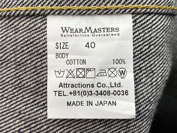 ウエアマスターズ WEARMASTERS Lot.200 Denim Jacket 大戦モデル 月桂樹ボタン 針シンチ デニムジャケット Gジャン 濃紺 サイズ 40 ジャケット 無地 ネイビー 104MT-2014