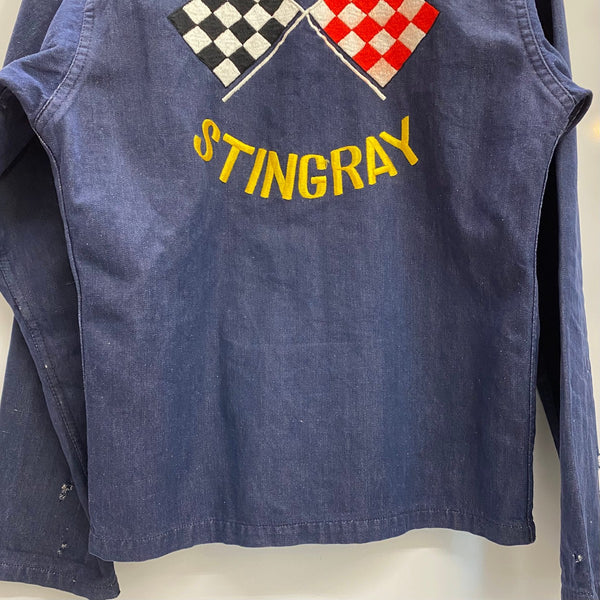 【曜日割引対象外】 ヴィンテージ vintage 60's 70's CORVETTE 刺繍 ジャケット ブルー Mサイズ 201MT-4190 VB