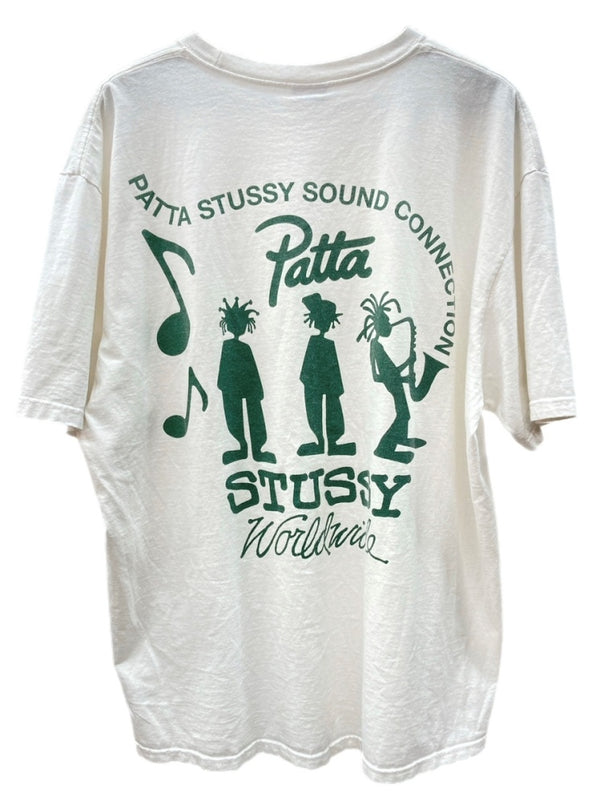 ステューシー STUSSY × Patta Sound Connection サウンド コネクション 24SS T-shirt 半袖 カットソー クルーネック コットン ホンジュラス製 WHITE 白 Tシャツ プリント ホワイト XLサイズ 104MT-1785