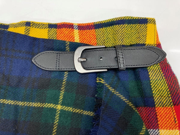 ラルフローレン RalphLauren POLO 現行タグ Plaid woolen skirt プラッド ウールン 巻きスカート ラップスカート ウール 毛 ベルト グリーン 緑 レッド 赤  黄色 SIZE0 211843300001 スカート チェック マルチカラー 104LB-38
