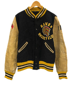 ヴィンテージ vintage 60's～ 60年代 LIPPMANS ウール スタジャン バーシティジャケット アワードジャケット インディアンヘッド 袖レザー ツートン イエロー 42 ジャケット ネイビー 101MT-5453