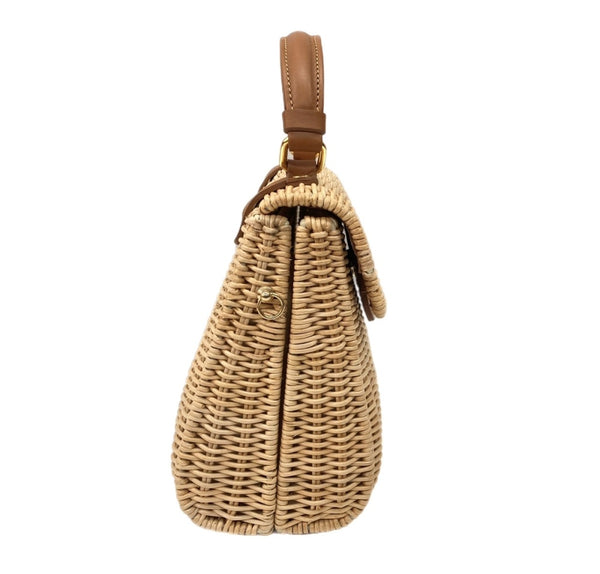 トマソカンドリア Tommaso Candria トゥモローランド TOMORROWLAND カゴバッグ 2WAY ハンドバッグ レザーフラップ レザー ラタン ナチュラル イタリア製 BEIGE BROWN 茶色 バッグ レディースバッグ ショルダーバッグ・メッセンジャーバッグ ベージュ 104B-64