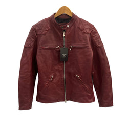 フォータイム FORTIME タグ付き シングルライダース 本革 ラムレザー ジャケット ワインレッド Lサイズ 101MT-5308