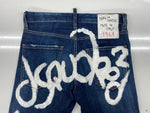 ディースクエアード DSQUARED2 Blue With Paint Pattern Lettering Printed ペイント デニム パンツ Cool Guy Jean ボタンフライ ジーンズ Gパン スキニー 加工 青 ロゴ S74LB1074 デニム ブルー サイズ 42 104MB-316