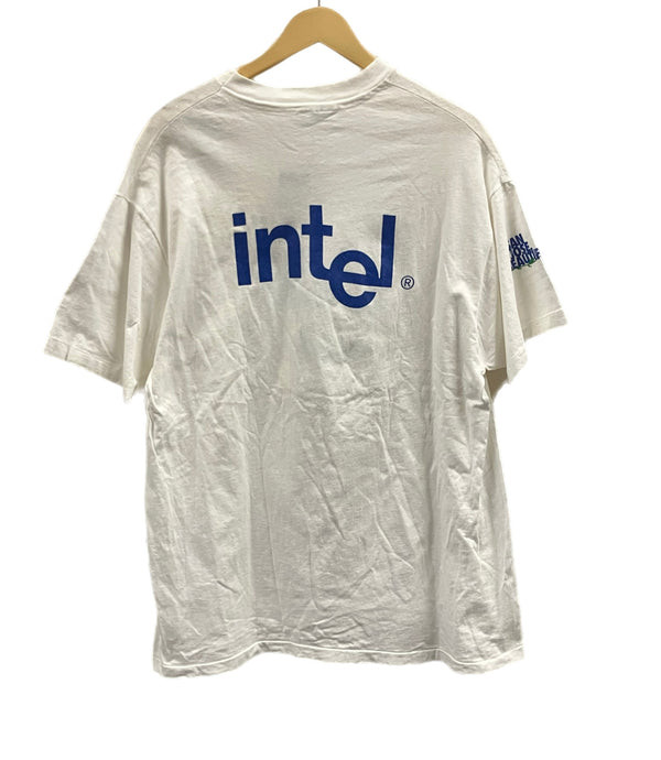 US US古着 90's 90年代 Hanes Intel インテル EARTH DAY アースデイ 企業モノ プロモーション アドバタイジング  MADE IN USA アメリカ製 VINTAGE ヴィンテージ XL Tシャツ ホワイト LLサイズ 101MT-4940