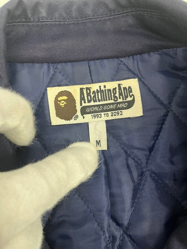 ア ベイシング エイプ A BATHING APE ダブルライダースジャケット コットン地 BAPE 裏地キルティング エイプ ベイプ 裏原 紺 1920-141-013 ジャケット ネイビー Mサイズ 101MT-5128