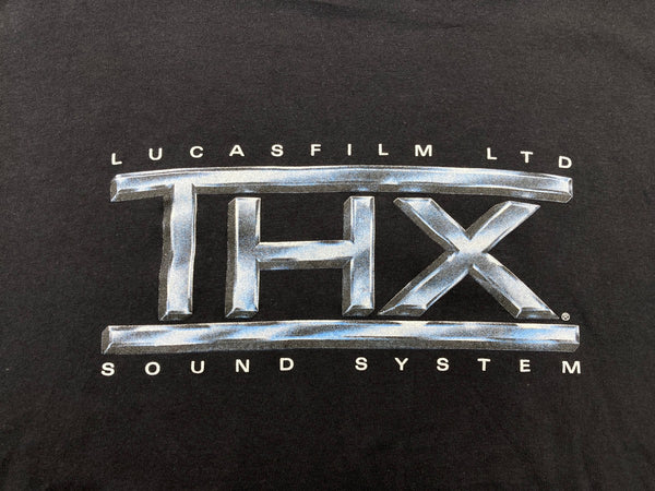 ヴィンテージ vintage 90s 90年代 Lucasfilm ルーカスフィルム THX 企業T ムービーT Stedman USA製 両面 黒 Tシャツ プリント ブラック Lサイズ 104MT-1613