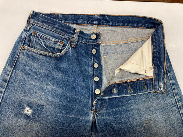 リーバイス Levi's  BIG E 60s 60年代 Vintage ヴィンテージ ジーンズ デニムパンツ ボタン裏2 赤耳 足長R 青 無地 デニム ブルー サイズ不明 104MB-114