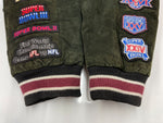 エヌエフエル NFL XLII SUPER BOEL スーパーボウル スタジャン アウター アメフト レザー 革 スエード スウェード ワッペン 刺繍 KHAKI 深緑  6A7GBB00 ジャケット ロゴ カーキ XLサイズ 104MT-1823