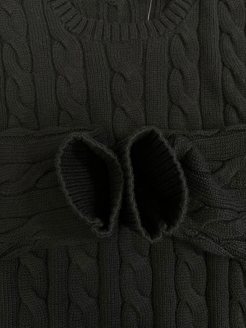 ラルフローレン RalphLauren ポニーロゴ 刺繍ロゴ ケーブルニット 黒