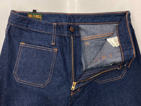 ビッグベル BIG BELL デッドストック フレア ベルボトム 国産 デニムパンツ ジーンズ ジーパン オールド ヴィンテージ 濃紺 無地 デニム ネイビー サイズ 34 104MB-251
