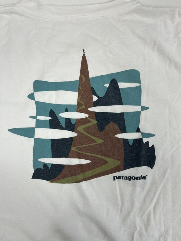 パタゴニア PATAGONIA 90s～ Vintage ヴィンテージ Beneficial T's USA製 グラフィック バックプリント ロングスリーブ 長袖カットソー 白 XL ロンT ホワイト LLサイズ 101MT-4780