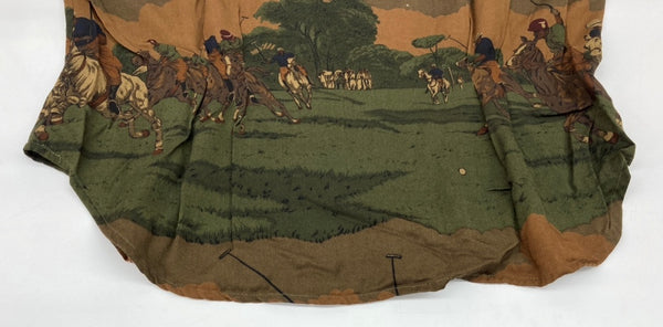 ラルフローレン RalphLauren 90's 90年代 オープンカラー 開襟 ステンカラー フロントボタン レーヨン 馬 HORSE ヴィンテージ VINTAGE マレーシア製 グリーン系 ブラウン系 SIZE12 長袖シャツ 総柄 マルチカラー 104MT-2038