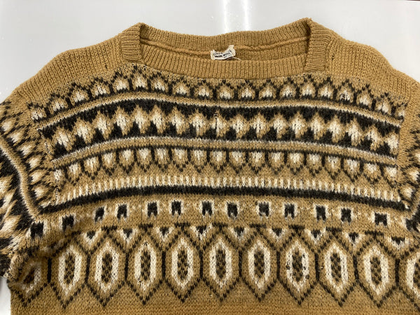 ヴィンテージ vintage OLSON スクエアネック ボートネック ノルディック ニット セーター ブラウン Lサイズ 104MT-1899