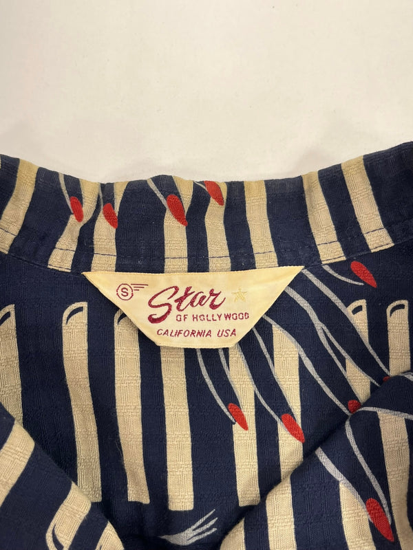 スターオブハリウッド STAR OF HOLLYWOOD TOYO ENTERPRISE 東洋エンタープライズ PIANO オープンシャツ ピアノ柄 アロハシャツ 開襟 オープンカラー ボックス SH36597 半袖シャツ ネイビー Sサイズ 101MT-5368