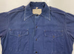 ミリタリー Military 40s 50s French Army Metis M-45 フランス軍 フレンチ メティス サファリ ワーク シャツ Vintage ヴィンテージ 紺 青 長袖シャツ 無地 ブルー Mサイズ 104MT-1371