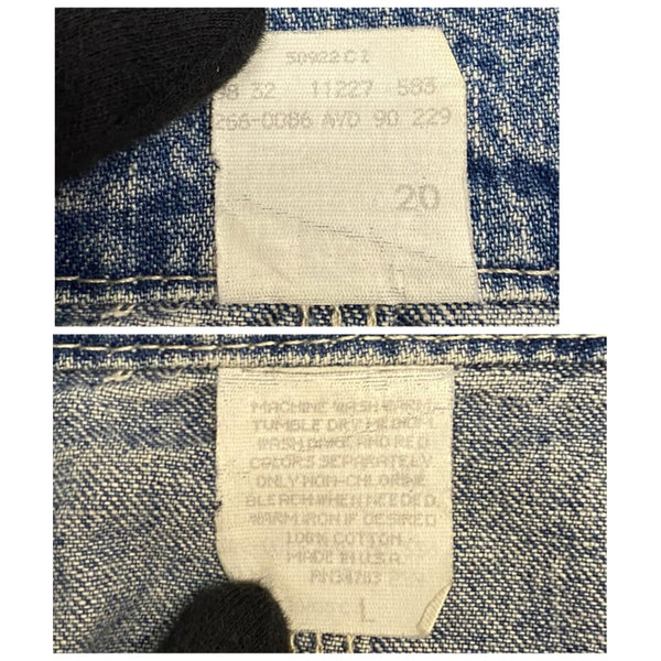 【曜日割引対象外】 リー Lee 90's DUNGAREES Cant Bustem デニムカバーオール USA製 ジャケット ブルー Lサイズ 201MT-3978 VB