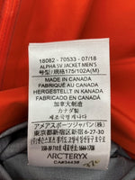 アークテリクス ARC'TERYX 19SS ALPHA SV JACKET アルファ ジャケット GORE-TEX Pro ゴア テックス アウター アウトドア SS000638-1/4 ジャケット ロゴ オレンジ Mサイズ 104MT-792