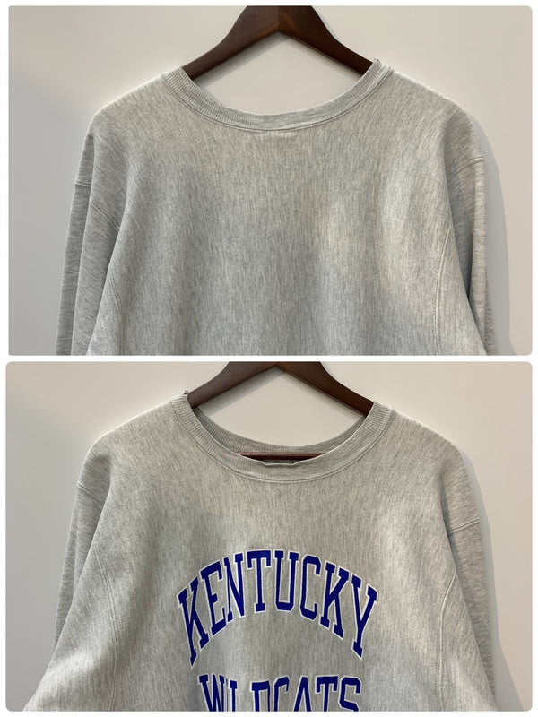 【曜日割引対象外】 チャンピオン Champion 90's 前期 USA製 reverse weave KENTUCKY WILDCATS  スウェット グレー XLサイズ 201MT-2980 VB