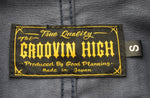 グルーヴィンハイ GROOVIN HIGH 1950s Style shop coat ショップコート ワーク ロング ヘリンボーンツイル HBT ジャケット ネイビー Sサイズ 103MT-2235