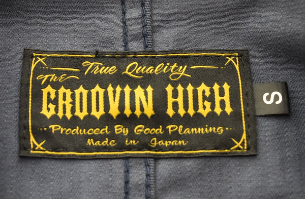 グルーヴィンハイ GROOVIN HIGH 1950s Style shop coat ショップコート ワーク ロング ヘリンボーンツイル HBT ジャケット ネイビー Sサイズ 103MT-2235