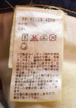 ダブルアールエル RRL ボタンフライ ラルフローレン 革パッチ フレア ブーツカット デニム 00'S 2000年代 デニム ブルー 34 103MB-593