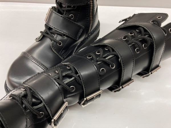 デモニア DEMONIA RIOT-20 アイレット レースアップ ニーハイ ブーツ スチールトゥ ロング パンク シューズ 黒 メンズ靴 ブーツ その他 ブラック 9M 104S-980