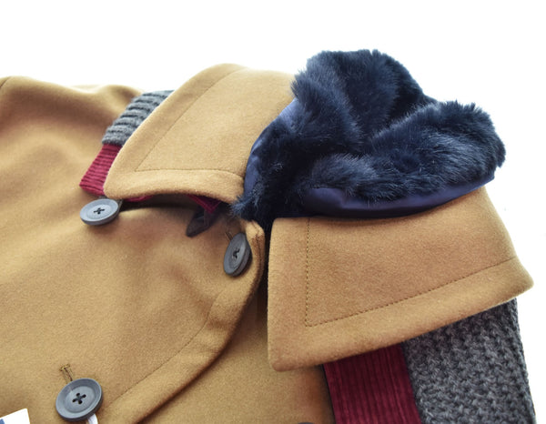 カラー kolor  20AW ファー付き カシミヤ混 ウール メルトン マント コート 20WCL-C02105 ジャケット ブラウン 1 103LT-95