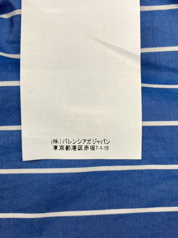 バレンシアガ BALENCIAGA Back Logo Stripe Shirt バック ロゴ ストライプ シャツ 長袖 ボタンダウン オーバーサイズ 白 青 508465 TBM12 サイズ 39 長袖シャツ ストライプ ブルー 104MT-971