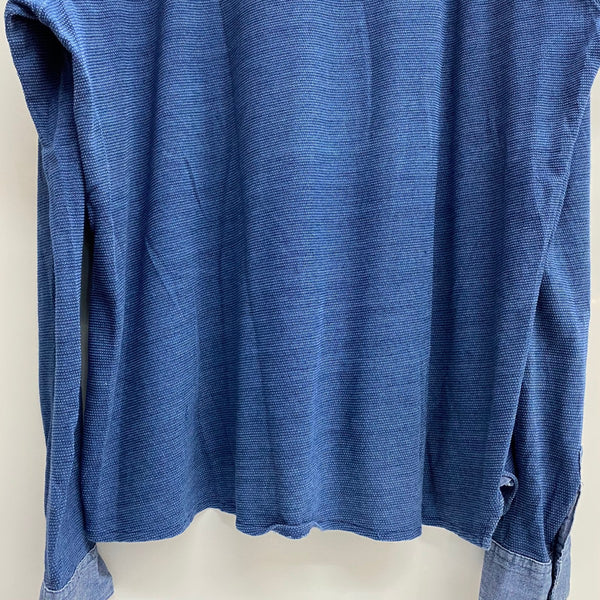 【曜日割引対象外】 ダブルアールエル RRL 初期 デニム切替 マチ付き 長袖カットソー ブルー XLサイズ 201MT-4088 VB