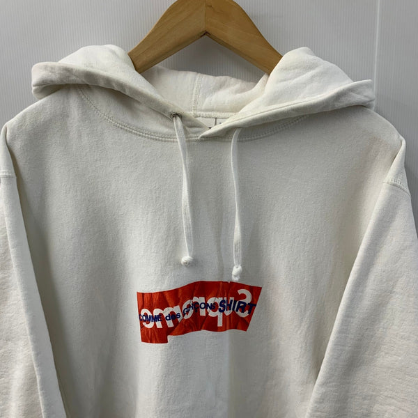 シュプリーム SUPREME × COMME des GARCONS SHIRT Box Logo Hooded Sweatshirt パーカ ホワイト XLサイズ 201MT-4818