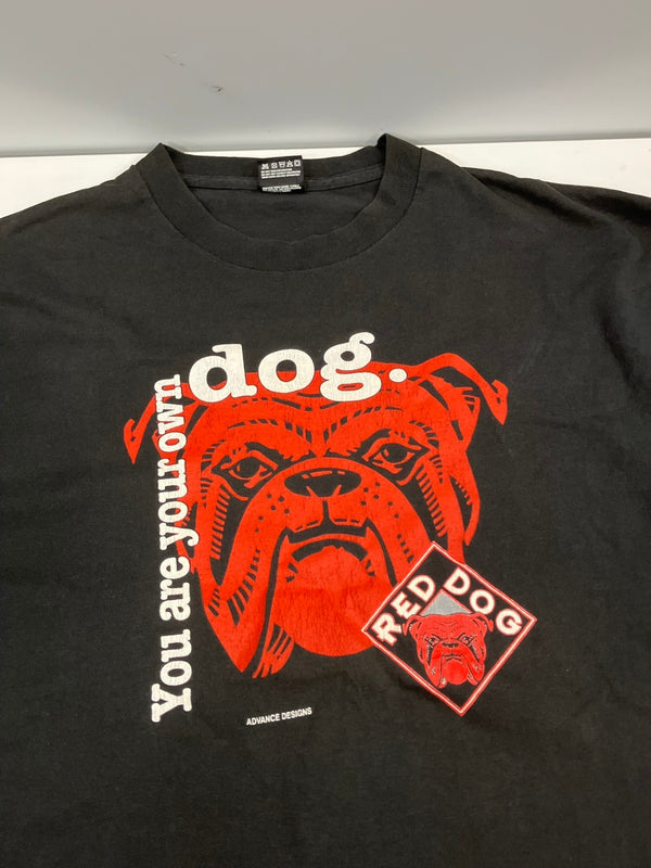 US US古着 90’s 90年代 FRUIT OF THE LOOM BESTタグ RED DOG レッドドッグ アニマルプリント 企業モノ VINTAGE ヴィンテージ XL Tシャツ ブラック LLサイズ 101MT-5057