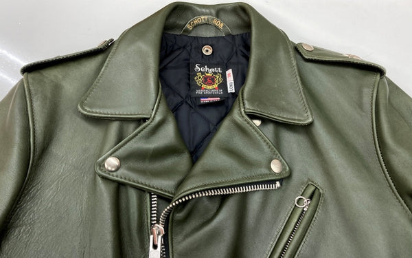 ショット SCHOTT ONESTAR 613UST 7164 D.Green ワンスター ダブルライダース ジャケット レザー ジャケット 緑 サイズ 38 ジャケット 無地 グリーン 104MT-2328