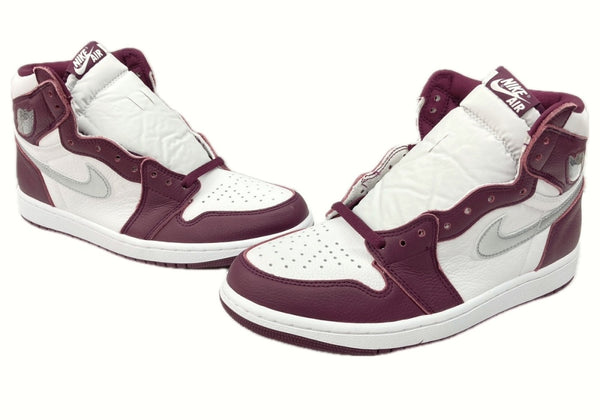 ナイキ NIKE 21年製 AIR JORDAN 1 RETRO HIGH OG BORDEAUX エア ジョーダン レトロ ハイ ボルドー AJ1 白 赤紫 555088-611 メンズ靴 スニーカー ホワイト 28cm 104-shoes527