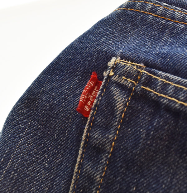 リーバイス Levi's 60's 505 BIG E デカ文字 505 濃紺 耳なし SCOVILL ZIP スコビル 60年代 60s ビッグE レインボーステッチ  不均等V ボタン裏 5 ウエストダブル デニム ブルー 103MB-619