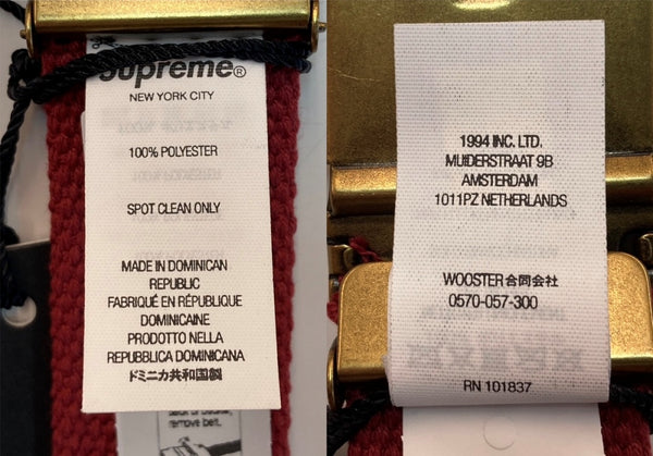 シュプリーム SUPREME x Dickies ディッキーズ 22ss Stripe Webbing Belt ストライプ ウェビング ベルト ガチャ 赤 ベルト ロゴ レッド 104Z-6