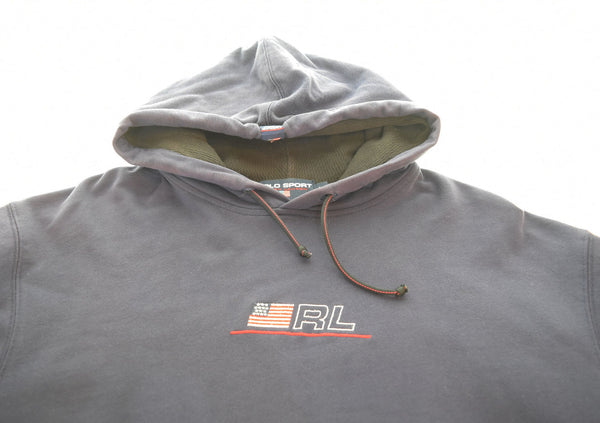 ラルフローレン RalphLauren 90s POLO SPORT アームロゴ グラフィック フーディー 90's 茄子紺  KK-RS-NA-0962 パーカ パープル Lサイズ 103MT-2596