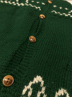 ダブルアールエル RRL 90s WOOL VEST ウール ベスト カウチン ボタン Vネック HAND KNIT トナカイ柄 三ツ星タグ Ralph Lauren ラルフローレン 緑 ベスト 総柄 グリーン Mサイズ 104MT-1747