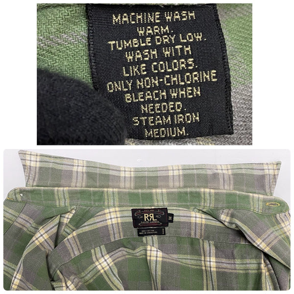 【曜日割引対象外】 ダブルアールエル RRL 90's フランネル ネルシャツ 長袖シャツ グリーン Mサイズ 201MT-4753 VB