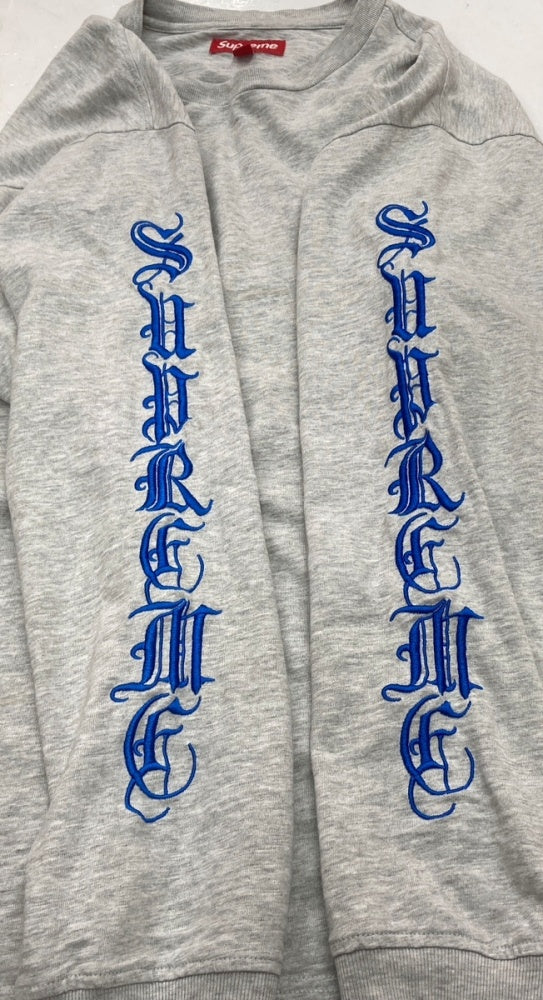 シュプリーム SUPREME Old English L/S Top オールド イングリッシュ ロゴ 長袖 カットソー ロンT 灰 ロンT 刺繍 グレー Mサイズ 104MT-1526
