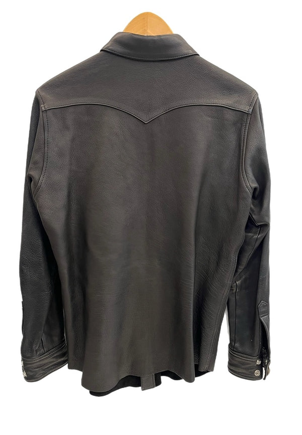 レッドムーン RED MOON ウエスタンシャツ レザーシャツ 鹿革 ディアスキン コンチョボタン 黒  表記サイズ38 ジャケット ブラック 101MT-4496