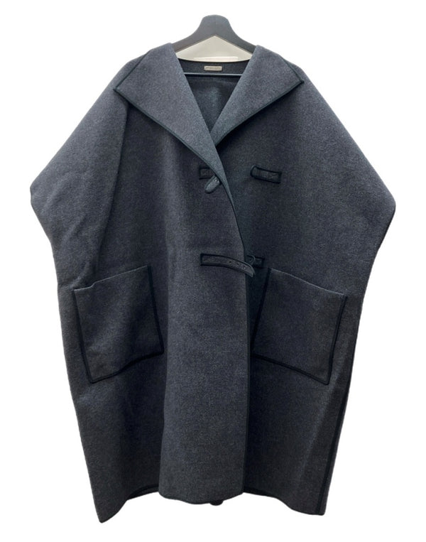 ボッテガヴェネタ BOTTEGA VENETA CAPE COAT ケープ コート ショートスリーブ ポンチョ 薄手 アウター ジャケット 灰 サイズ 38 コート 無地 グレー 104MT-2109