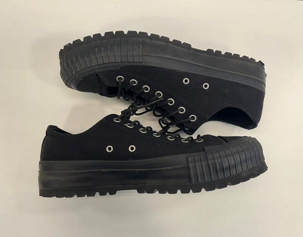 ヨウジヤマモト プールオム Yohjiyamamoto Pour Homme C/CANVAS B LOW TOP SNEAKER 2023SS コットンキャンバス ローカット タンクソール 厚底 メンズ靴 スニーカー ブラック SIZE 3 26.5cm 101sh-2034