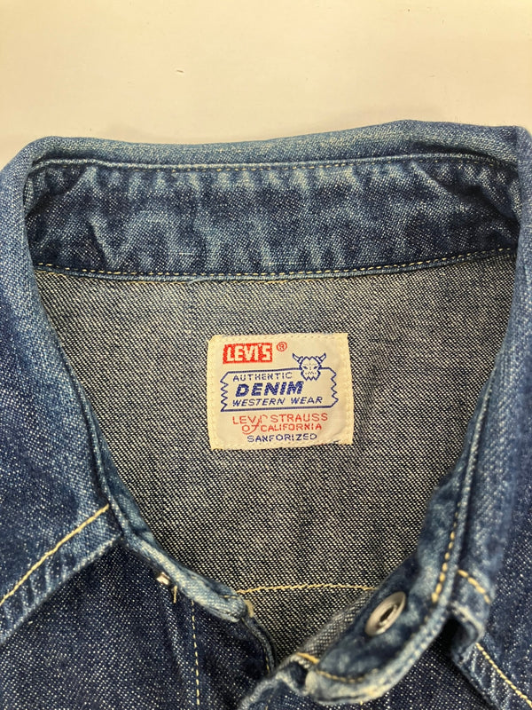 リーバイス Levi's Vintage Clothing LVC 90's 90年代 ショートホーン復刻 デニムウエスタンシャツ BIGE インディゴ made in USA アメリカ製  ヴィンテージ 長袖シャツ ブルー Mサイズ 101MT-4140