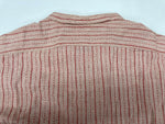 ダブルアールエル RRL 90s 三ツ星タグ SHIRT バンドカラー フロントボタン ヴィンテージ VINTAGE ラルフローレン RALPH LAUREN リネン コットン マレーシア製 RED 赤 長袖シャツ ストライプ レッド Mサイズ 104MT-1970