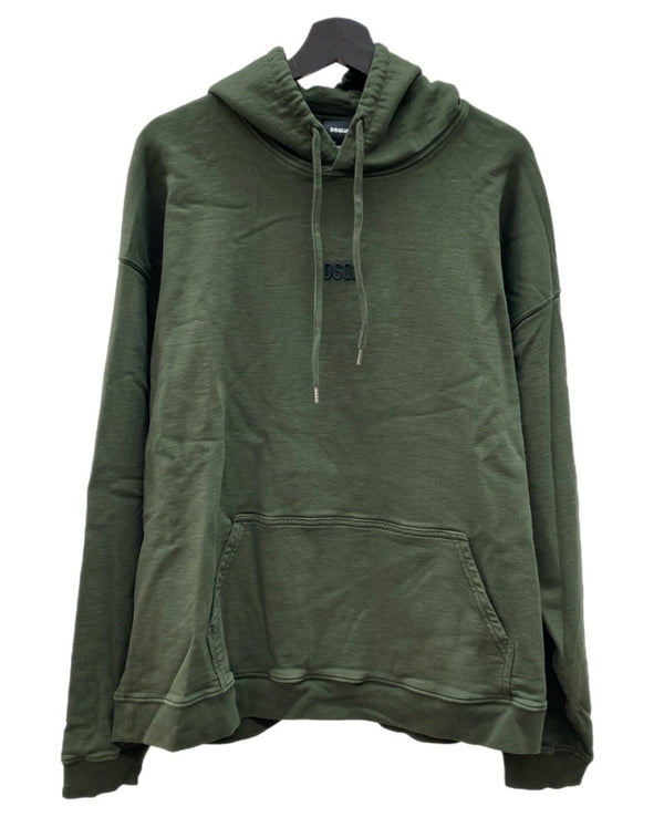 ディースクエアード DSQUARED2 Front Logo Hoodie フロント ロゴ フーディ スウェット パーカー モスグリーン 深緑 S74GU0568S54438 パーカ ワンポイント カーキ Lサイズ 104MT-2317